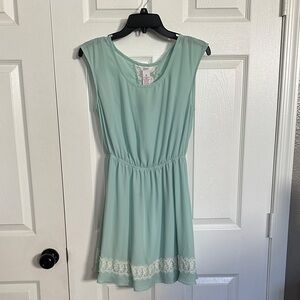 Mint Green Juniors Dress with Lace Trim